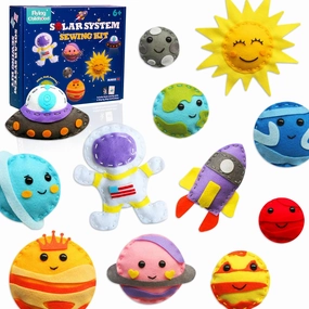 IROLEHOME Space Sewing-Kits for Kids,12 DIY Solar System Craft Set for Boys and Girls Age 8-12, Sew Your Own Felt Planet Arts and Craft Kit for Beginners