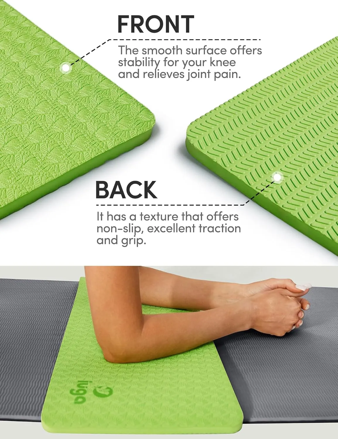 IUGA Yoga Knee Pads Cushion Non-Slip Knee Mat for Elbows Wrist Pain in Yoga Planks Floor Exercises Portable Extra-thick Cushioning