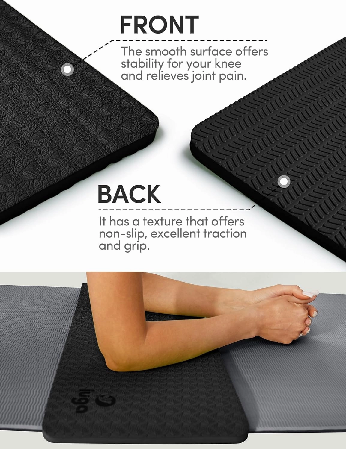 IUGA Yoga Knee Pads Cushion Non-Slip Knee Mat for Elbows Wrist Pain in Yoga Planks Floor Exercises Portable Extra-thick Cushioning