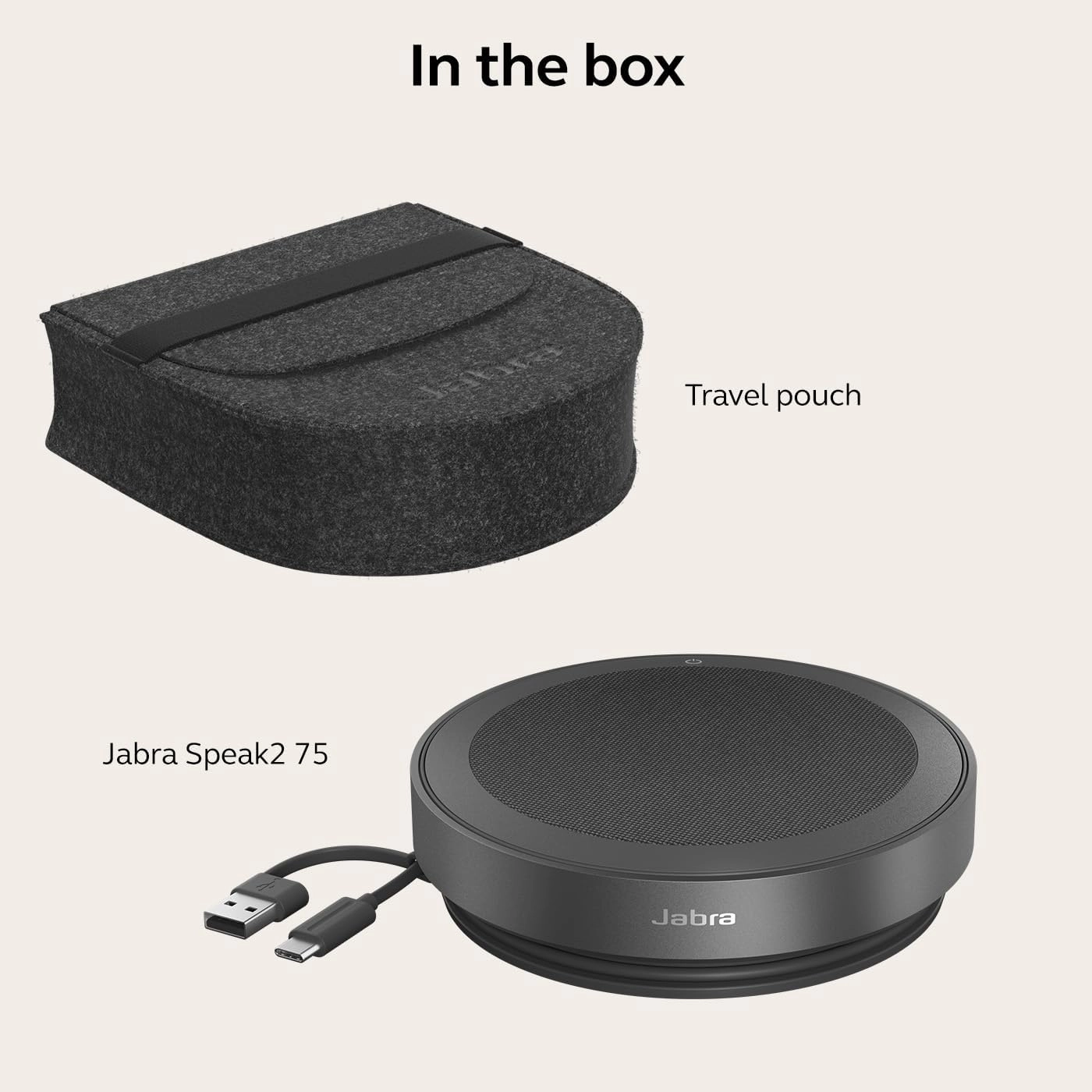Jabra Speak2 75 Wireless Bluetooth Speakerphone - Portable Speaker with 4 Noise-Cancelling Mics, 65mm Full-Range Speakers & Super-Wideband Audio - Certified Microsoft Teams Speaker - Dark Grey