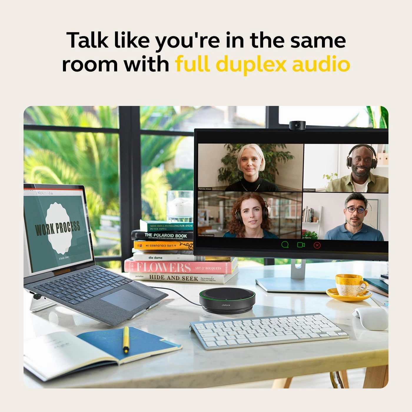 Jabra Speak2 75 Wireless Bluetooth Speakerphone - Portable Speaker with 4 Noise-Cancelling Mics, 65mm Full-Range Speakers & Super-Wideband Audio - Certified Microsoft Teams Speaker - Dark Grey