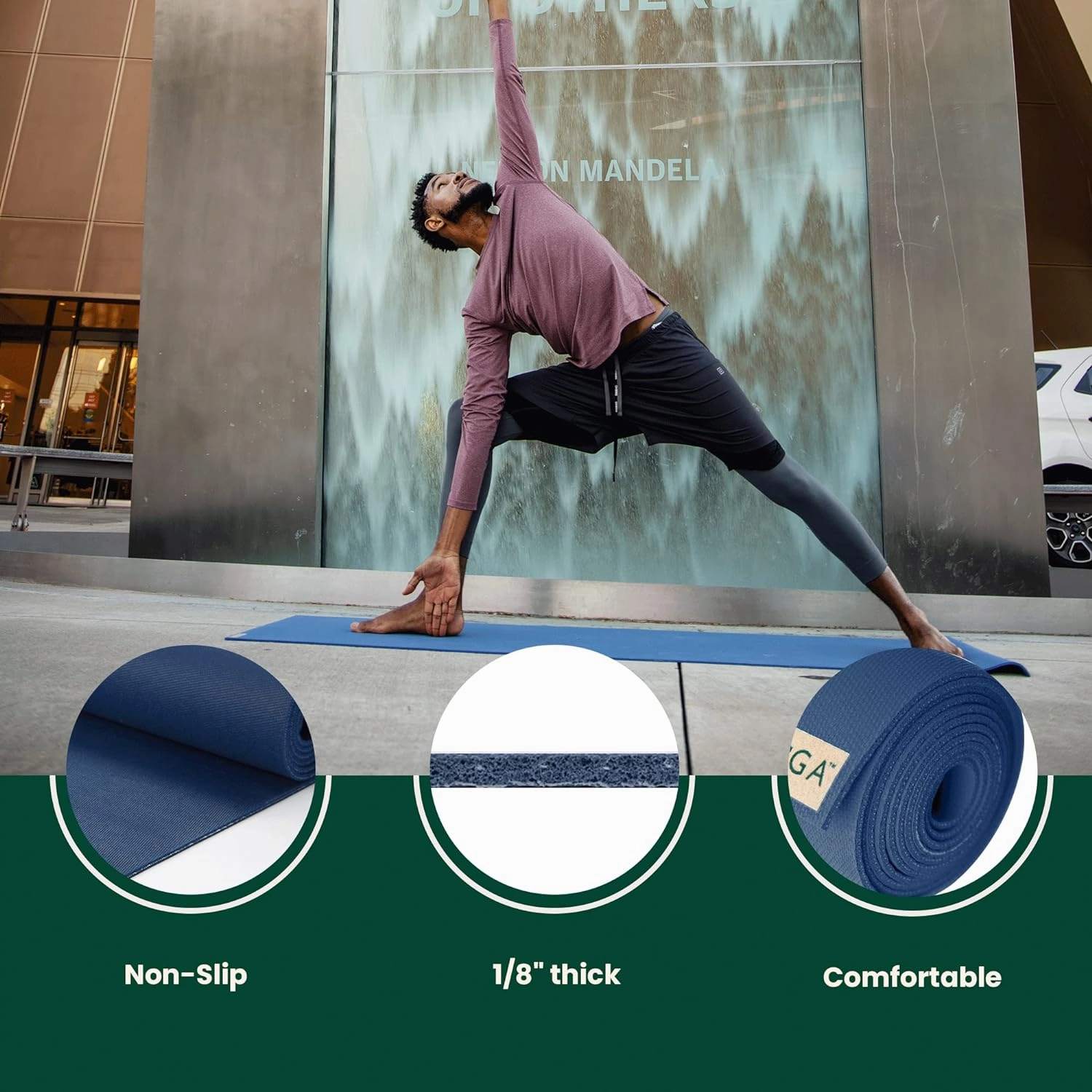 JadeYoga Travel Yoga Mat - Packable, Lightweight, and Portable Yoga Mat - Non-Slip Natural Rubber Mat for Women & Men - Great for Yoga, Home, Gym, Pilates, Fitness, and Stretching
