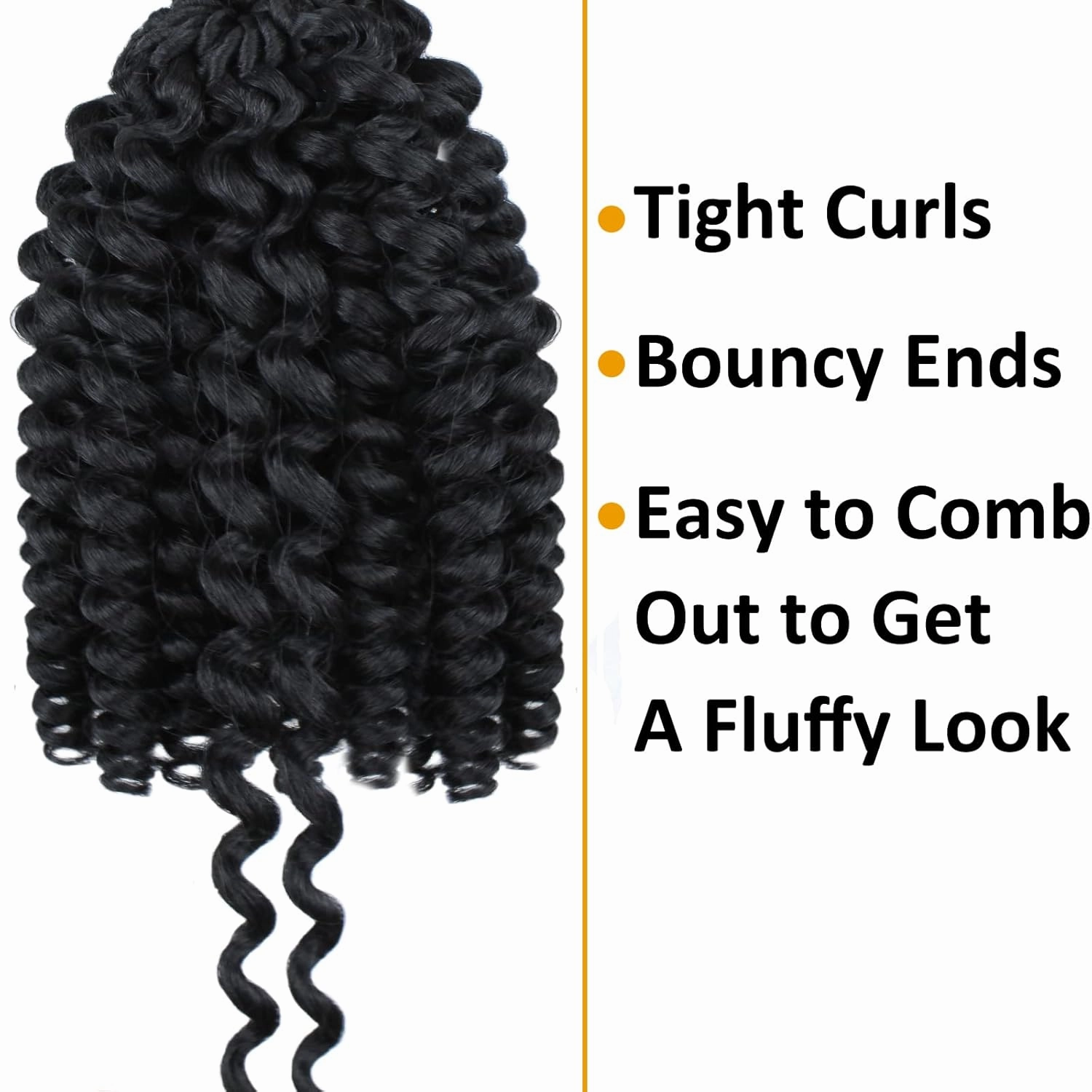 Jamaican Bounce Curly Crochet Hair 8 Inch 5 Packs Wand Curl Braids Short Braiding Extensions For Black Women(8inch, 1b)