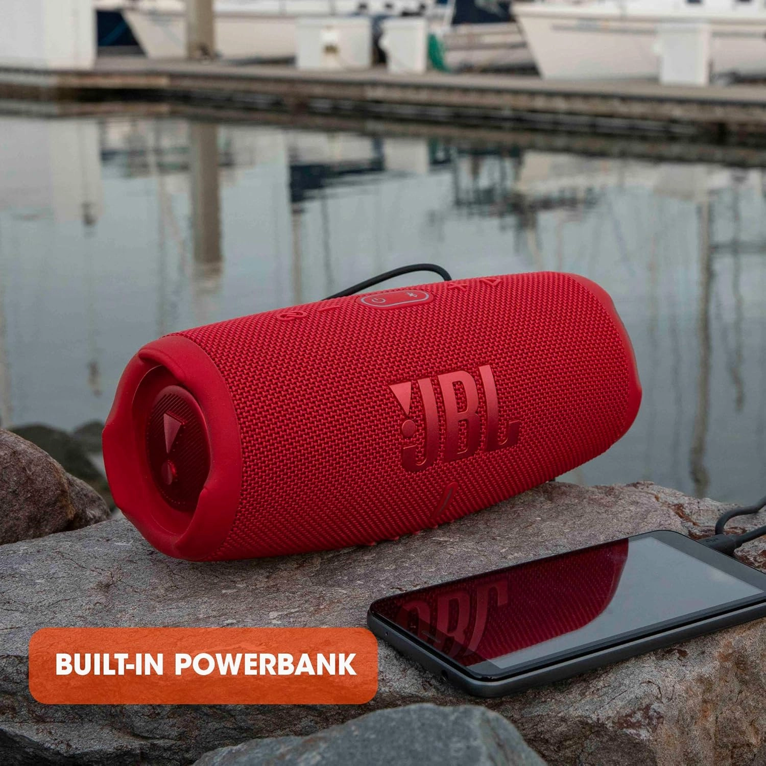JBL CHARGE 5 - Portable Waterproof (IP67) Bluetooth Speaker with Powerbank USB Charge out, 20 hours playtime, JBL Partyboost (Blue)