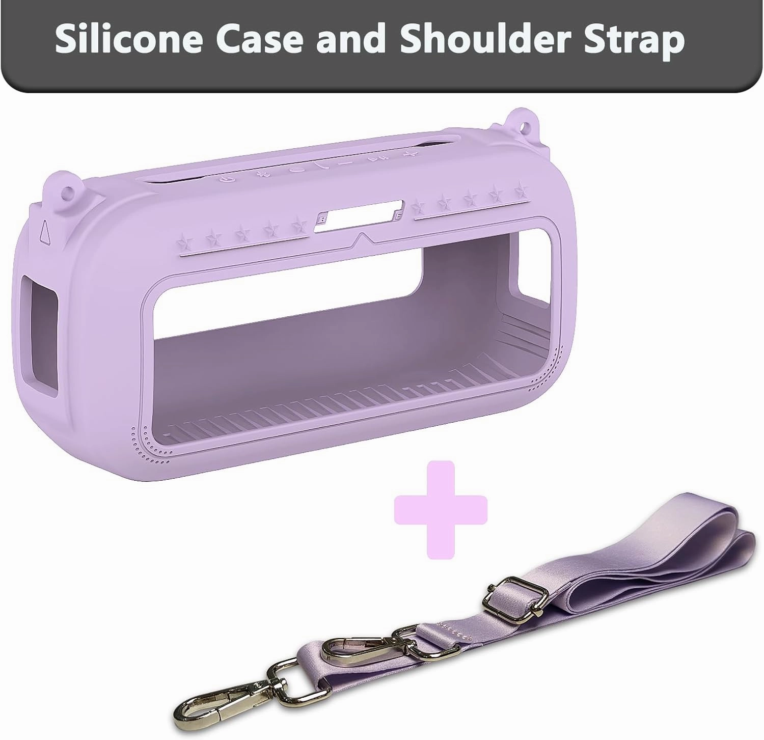 JCHPINE Silicone Cover Case for Bose SoundLink Max Portable Speaker Accessories, Soft Silicone Skin for Bose SoundLink Max Bluetooth Speaker with Shoulder Strap (Purple Case)