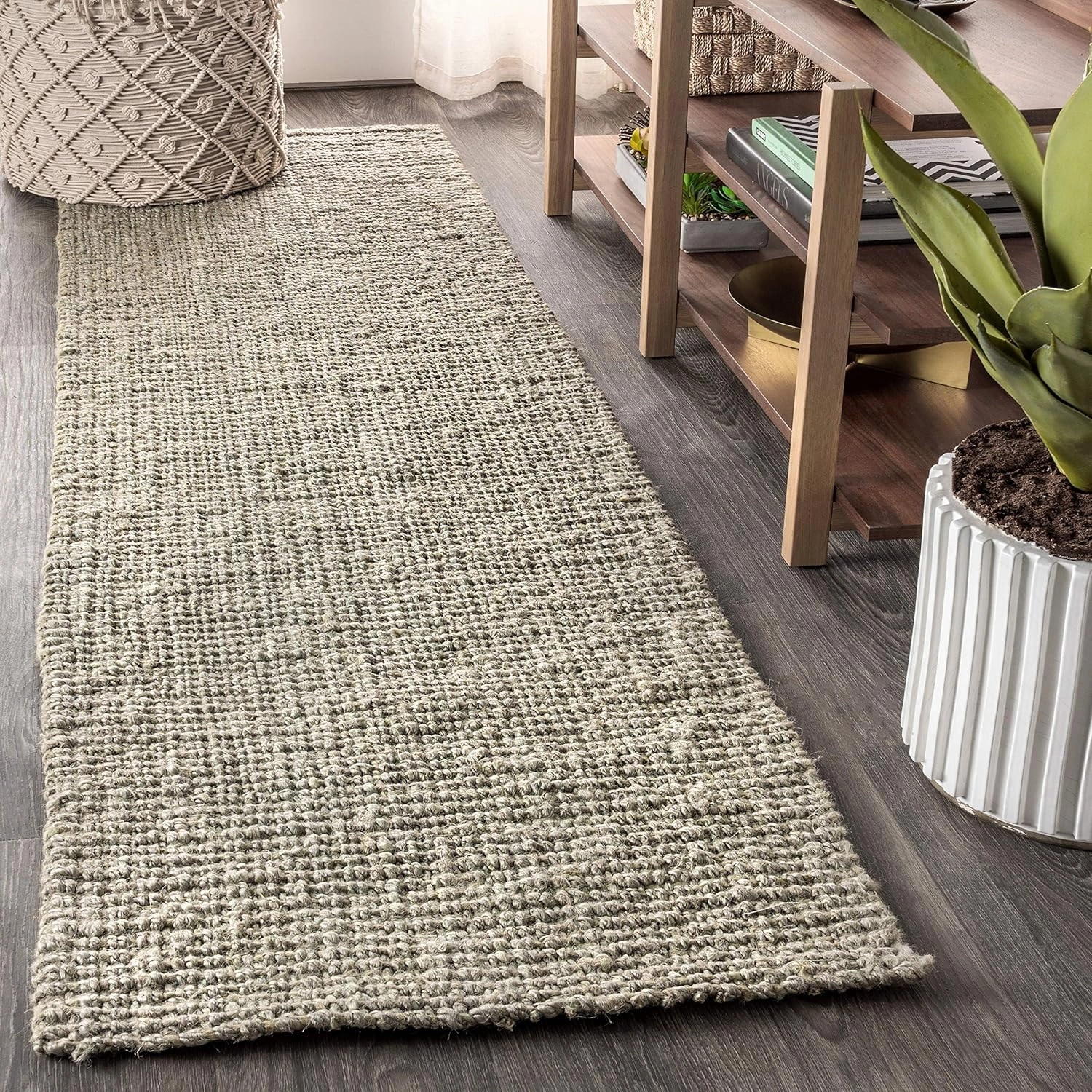 JONATHAN Y NRF102C-218 Pata Hand Woven Chunky Jute Gray 2 ft. x 18 ft. Runner Rug, Bohemian, Transitional, Rustic for Home, Bedroom, Living Room, Kitchen, Entryway/Hallway