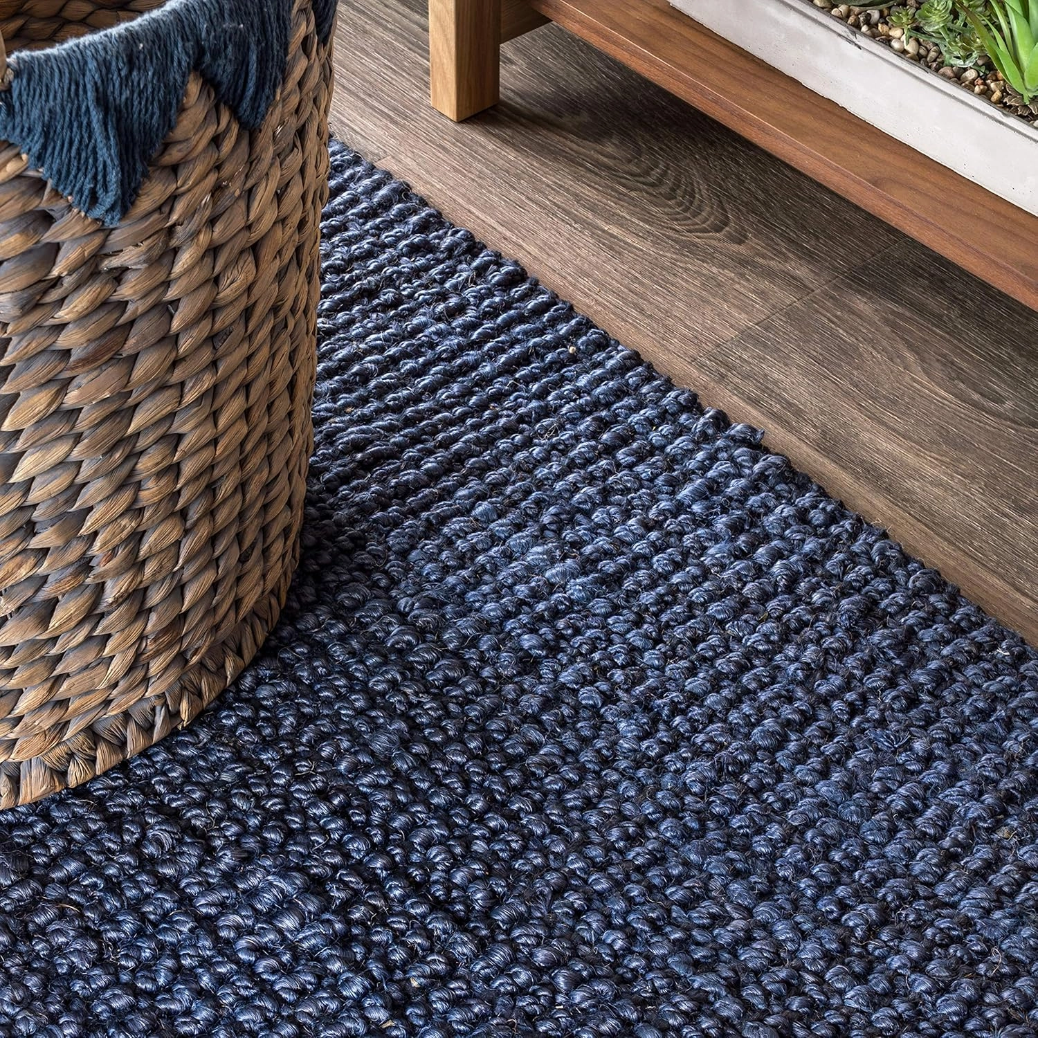JONATHAN Y NRF102D-216 Pata Hand Woven Chunky Jute Navy 2 ft. x 16 ft. Runner Rug, Bohemian, Transitional, Rustic for Home, Bedroom, Living Room, Kitchen, Entryway/Hallway