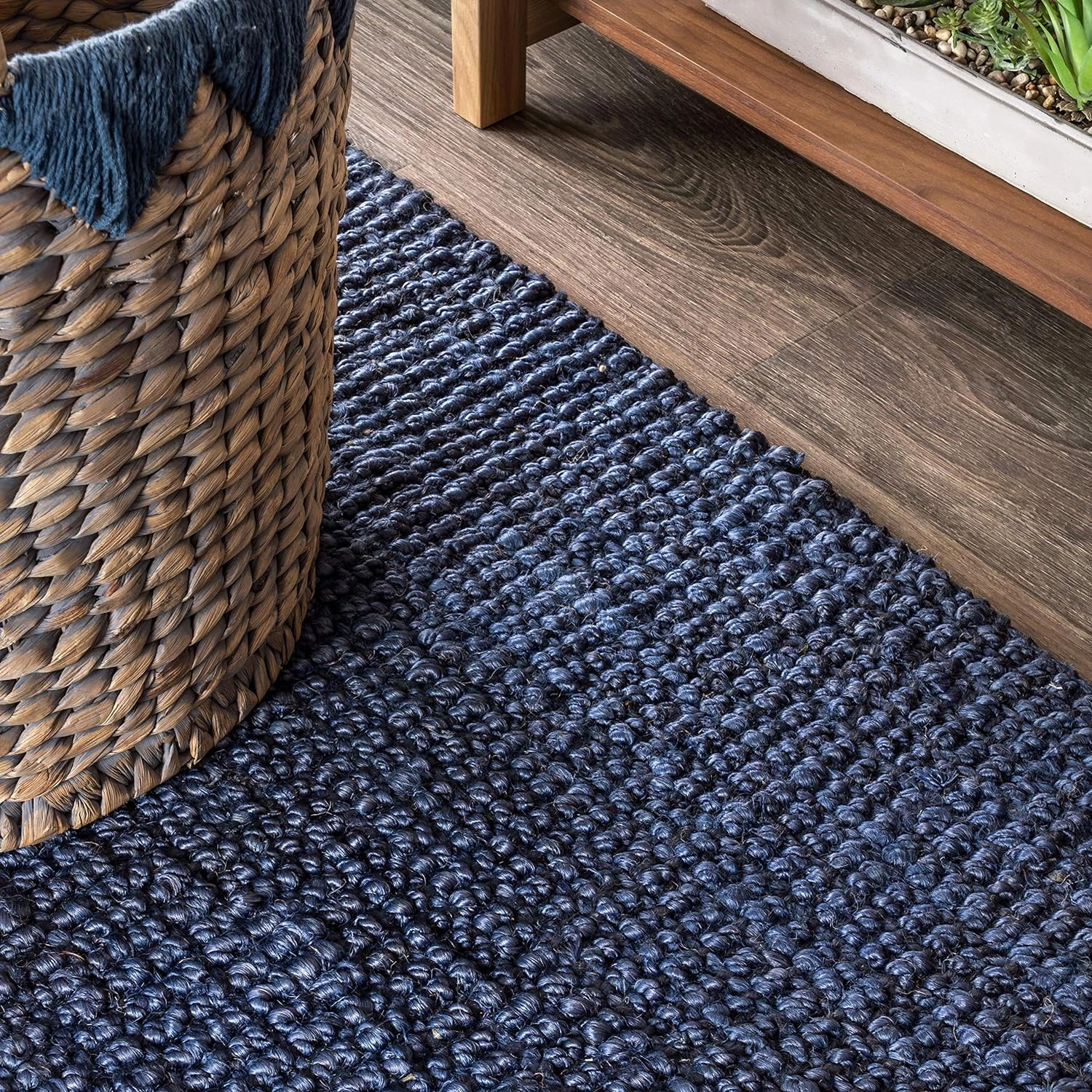 JONATHAN Y NRF102D-218 Pata Hand Woven Chunky Jute Navy 2 ft. x 18 ft. Runner Rug, Bohemian, Transitional, Rustic for Home, Bedroom, Living Room, Kitchen, Entryway/Hallway