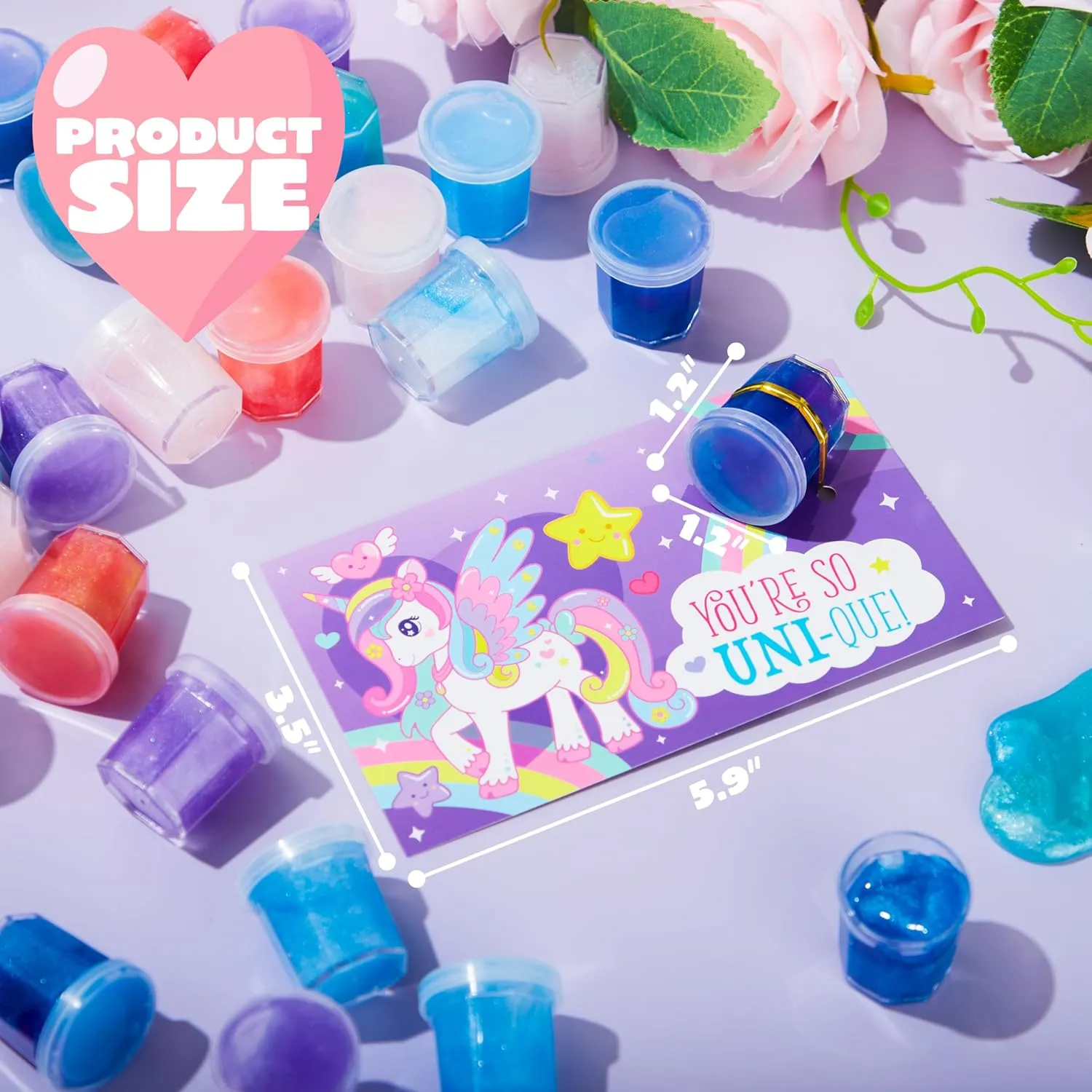 JOYIN 30 PCS Valentine Day Gift Cards with Fantasy Slime Stress Relief Fidget Toy for Kids, Classroom Exchange Prizes, Valentines Party Favors, Exchange Gifts Greeting Card