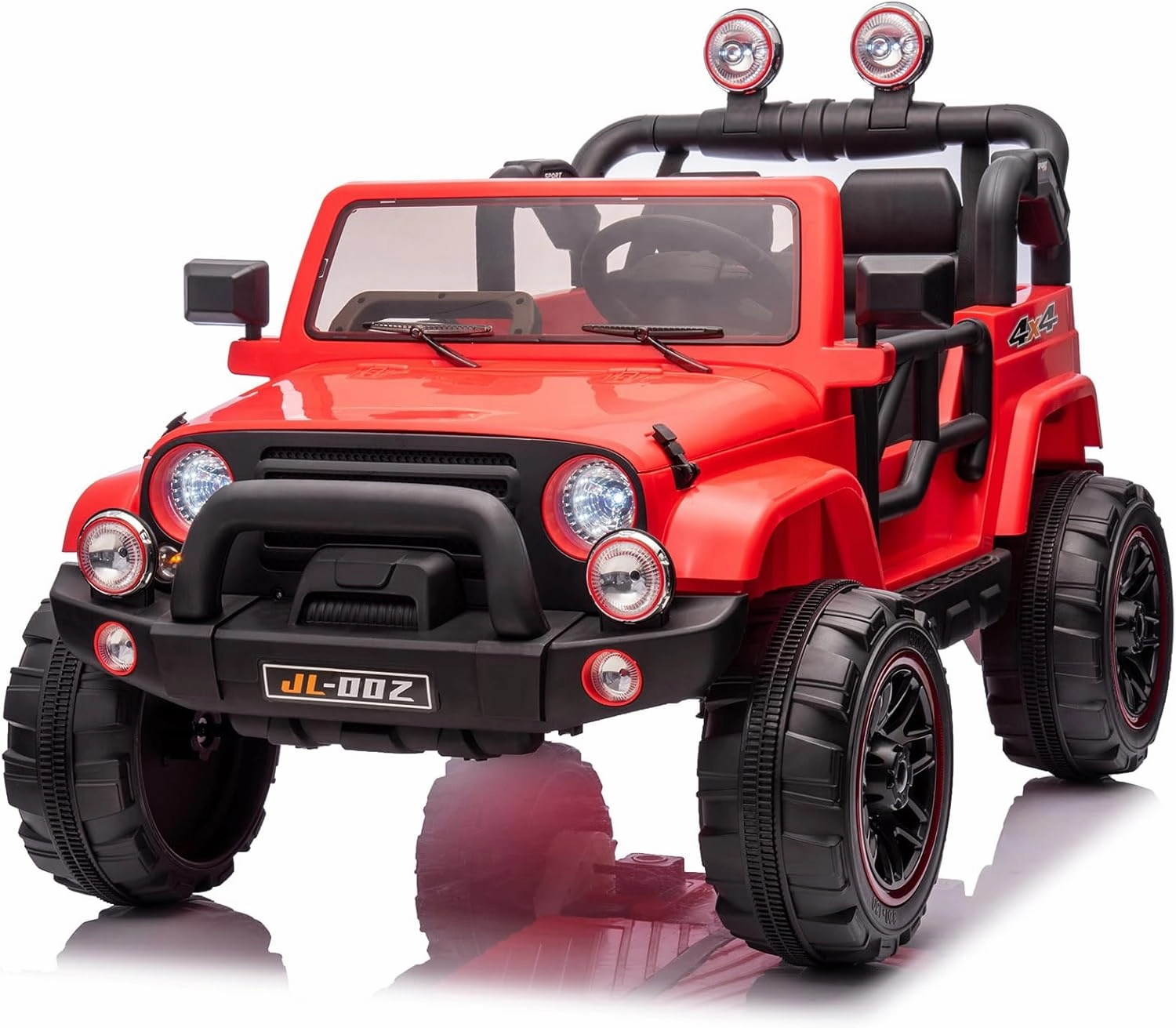 JOYLDIAS 2-Seater Ride On Truck and Car Cover, 12V7AH Battery Powered Toys Car for 2 Kids with Remote Control, Music, MP3, Bluetooth, LED Lights, 3 Speeds, Spring Suspension for Boys and Girls, Red