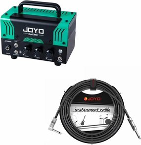 JOYO Atomic Tube Amp Head Bundle with CM-12 Mono Instrument Cable Straight-to-Right Angle