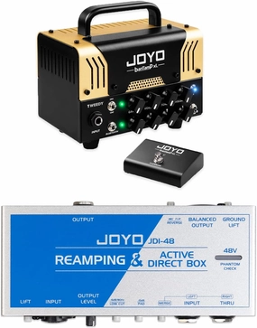 JOYO Tweedy Mini Amplifier Tube Head 20 Watt Preamp 2 Channel Hybrid and JDI-48 Active Direct Box Passive Reamping & Phantom Powered