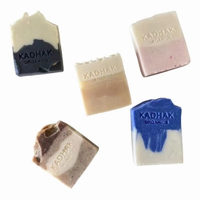 KADHAK 100% Handmade Yak Butter Soap Bar 5 Pack (Himalayan Pink Salt,Charcoal,Yak Butter,Barley,Raw Honey) Made in the Kham Tibetan Region, Hand-crafted in small batches, 3.5oz each