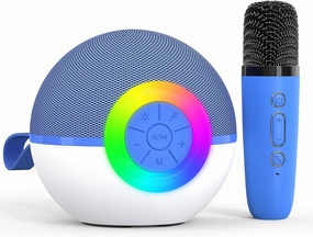 Karaoke Microphone Machine Toys for Kids Adults, Mini Portable Bluetooth Speaker with Wireless Mic, Christmas Birthday Gifts for Boys Girls Ages 3 4 5 6 7 8 9 10 11 12  Year (Blue)
