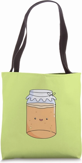 Kawaii Kombucha Jar Cute Probiotic Drink Booch Lover Drawing Tote Bag