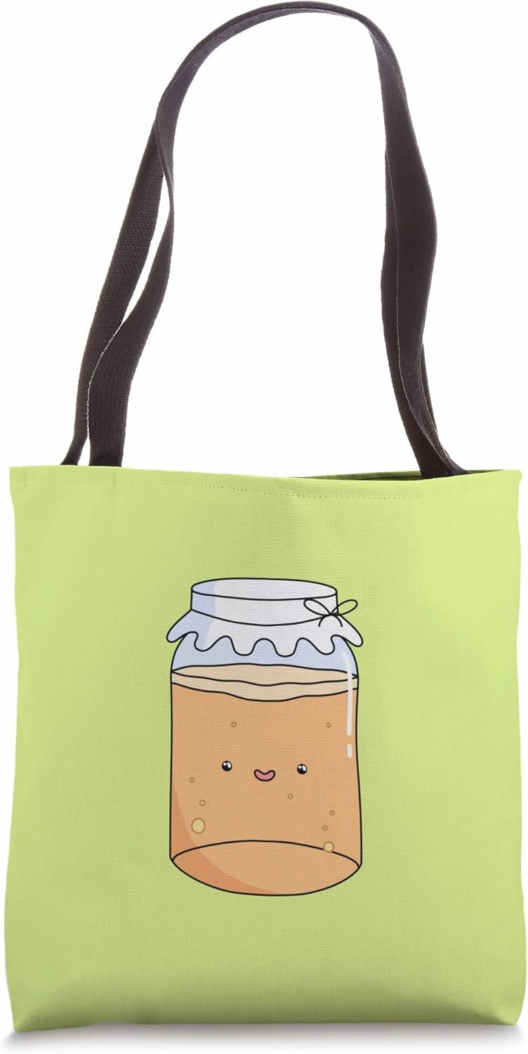 Kawaii Kombucha Jar Cute Probiotic Drink Booch Lover Drawing Tote Bag