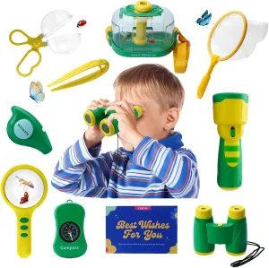 Kids Explorer Kit - 10 Pcs Outdoor Toys with Bug Catcher for Kids, Binoculars & More, STEM Educational Toy for Boys & Girls, Ideal Gift for Nature Exploration, Hiking, Camping, Adventure
