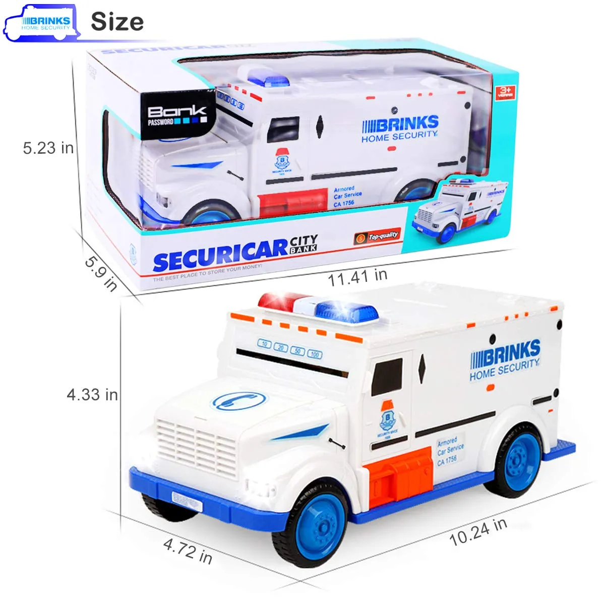 Kids Money Bank, Electronic Piggy Banks, Great Gift Toy for Kids Children, Cool Armored Car Bank Password Coin Bank, Perfect Toy Gifts for Boys Girls (White)