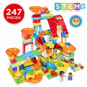 Kids w/ Set Fully integrated Run Ramps, Track Toy Block STEM Proactive support Marble 247-Piece Slides Building