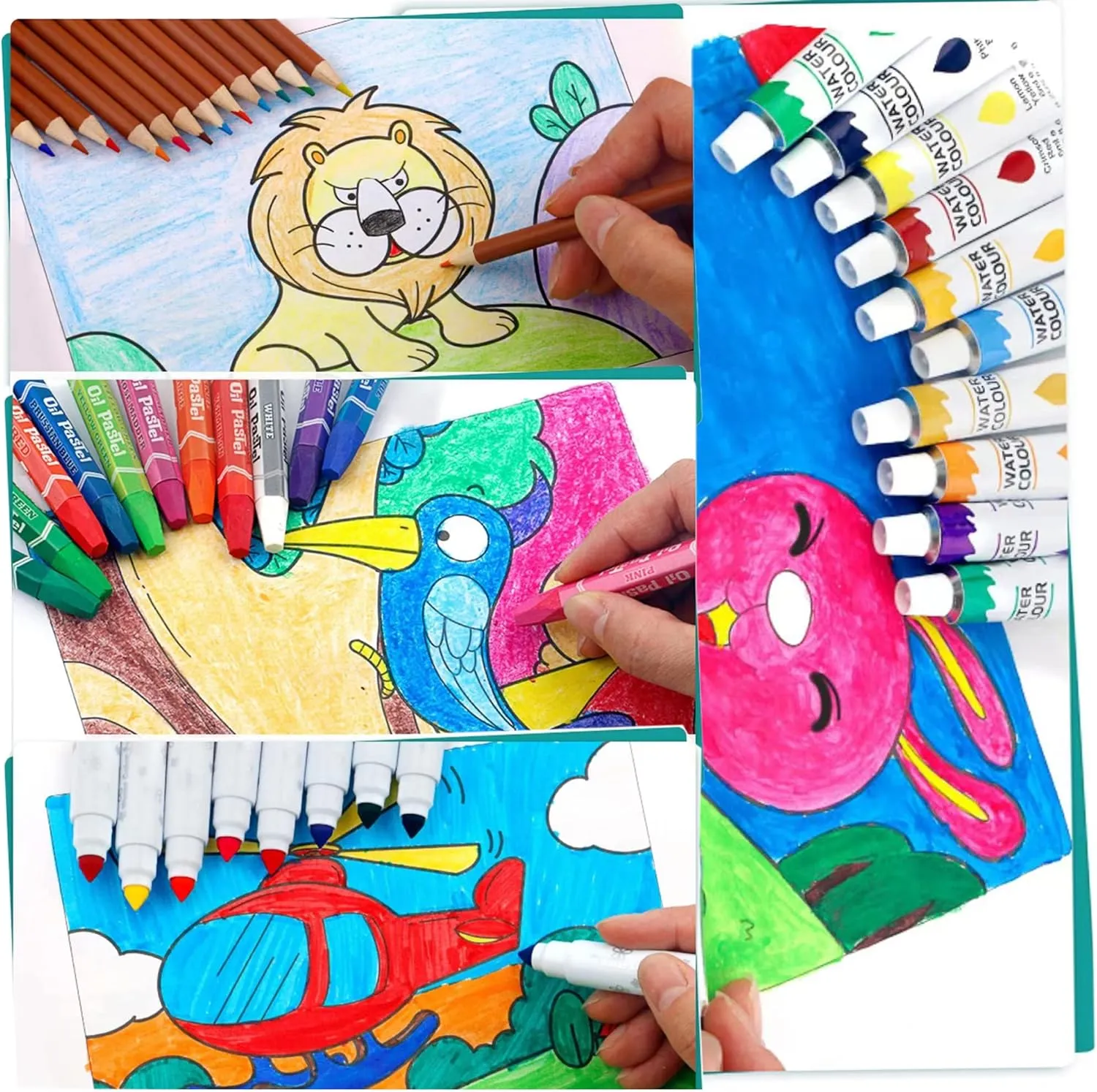 KINSPORY Art Set, 139 Pack Painting Drawing Art Supplies Kit with 2 Sketch Pads, Double Layers Art Crafts, Colored Pencils, Oil Pastels, Watercolor Paints, Aluminum Gift Case for Artists Kids (Pink)