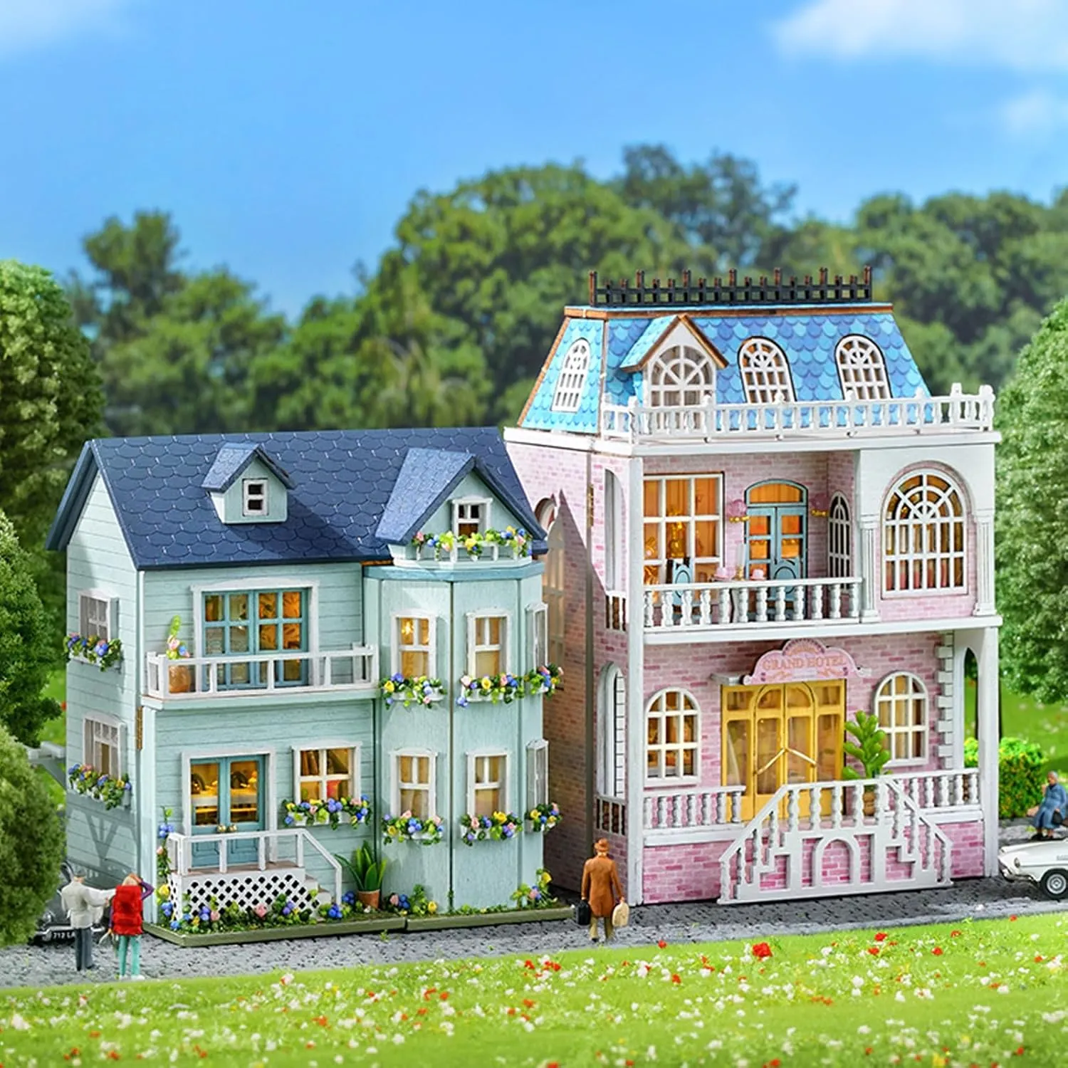 Kisoy Romantic and Cute Dollhouse Miniature DIY House Kit Creative Room Perfect DIY Gift for Friends, Lovers and Families (Warm House)
