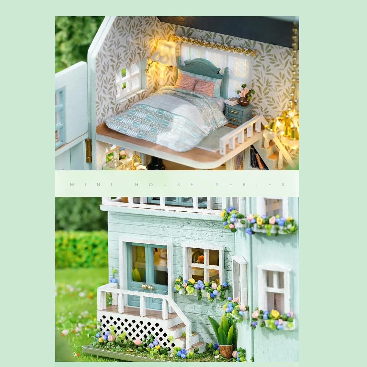 Kisoy Romantic and Cute Dollhouse Miniature DIY House Kit Creative Room Perfect DIY Gift for Friends, Lovers and Families (Warm House)
