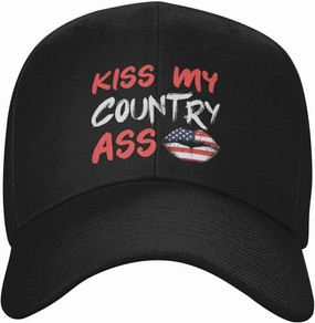 Kiss My Country Ass Adjustable Baseball Cap Lightweight Classic Unisex Design Women Men Outdoor7 Black
