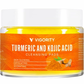 Kojic Acid & Turmeric Cleansing Pads: Face Cleansing, Exfoliating, Glowing Skin - 50 Pads