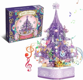 kowkis Purple Fantasy Christmas Tree Building Kit with Lights and Romantic Music,Creative Gift Christmas Tree Building Set for Teens and Adults(729 pcs)