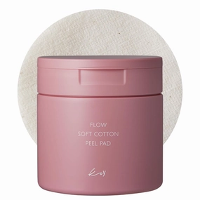 KOY Flow Soft Cotton Peel Pad - 100% Vegan Cotton Fabric Toner Pads for Pore Exfoliation and Hydration - Skin Soothing Booster -Built in Grip for Convenient Application - Korean Skin Care