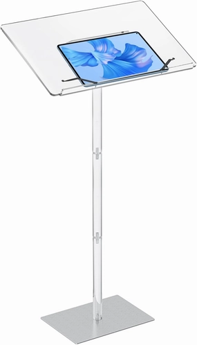 KSacry Acrylic Podium Stand,42.3" H Pulpits for Churches, Presentation Podiums,Metal Base(15.7" L x 11.8" W x 42.3" H, Transparent)