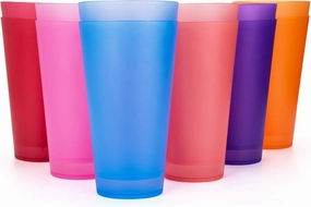 KX-WARE 32-ounce Plastic Tumblers/Large Drinking Glasses/Party Cups/Iced Tea Glasses Set of 12,6 Assorted Colors| Unbreakable, Dishwasher Safe, BPA Free