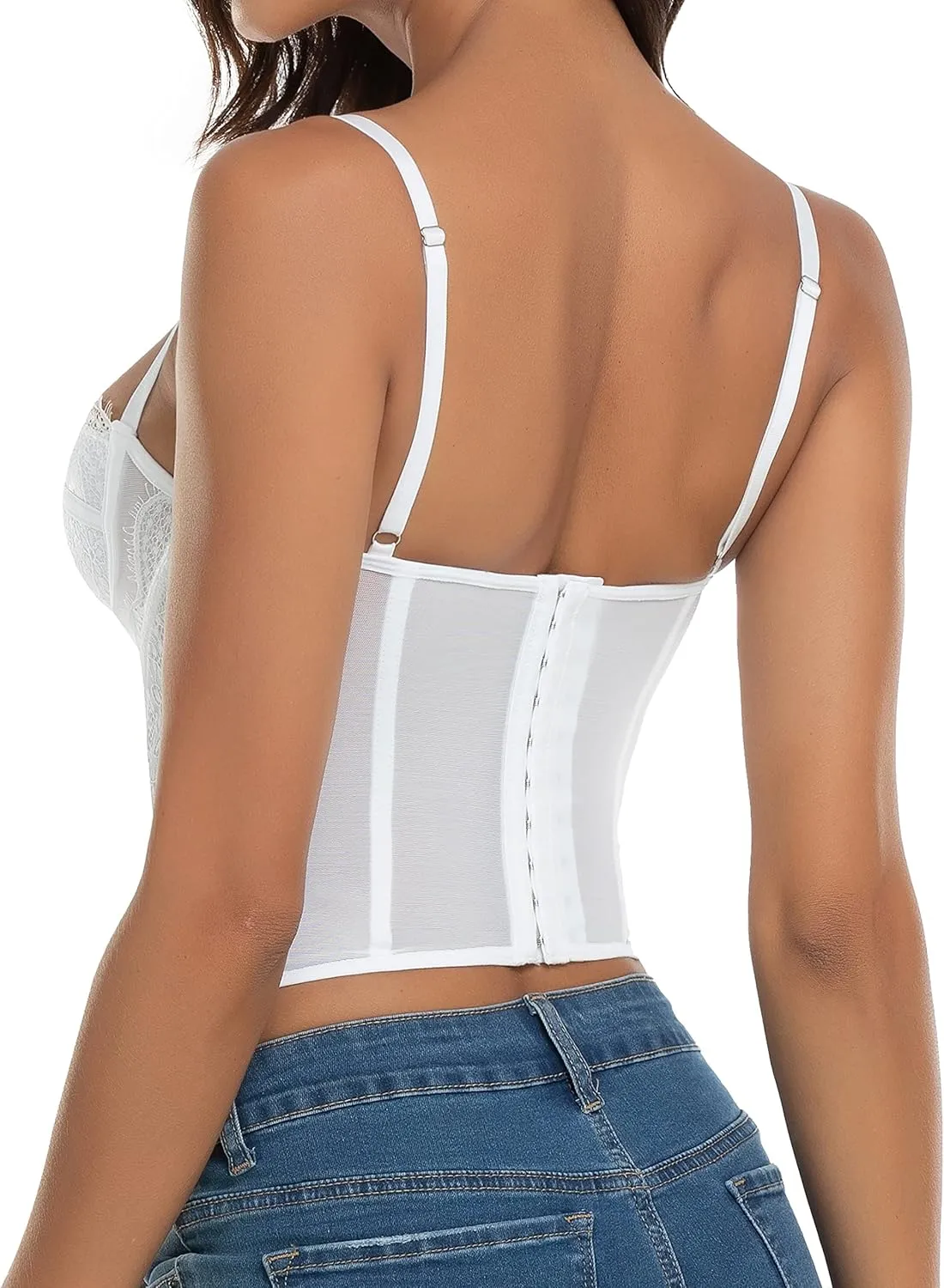 Lace Bustier Corset Tops for Women - Sexy Going Out Party Club Top with Buckle