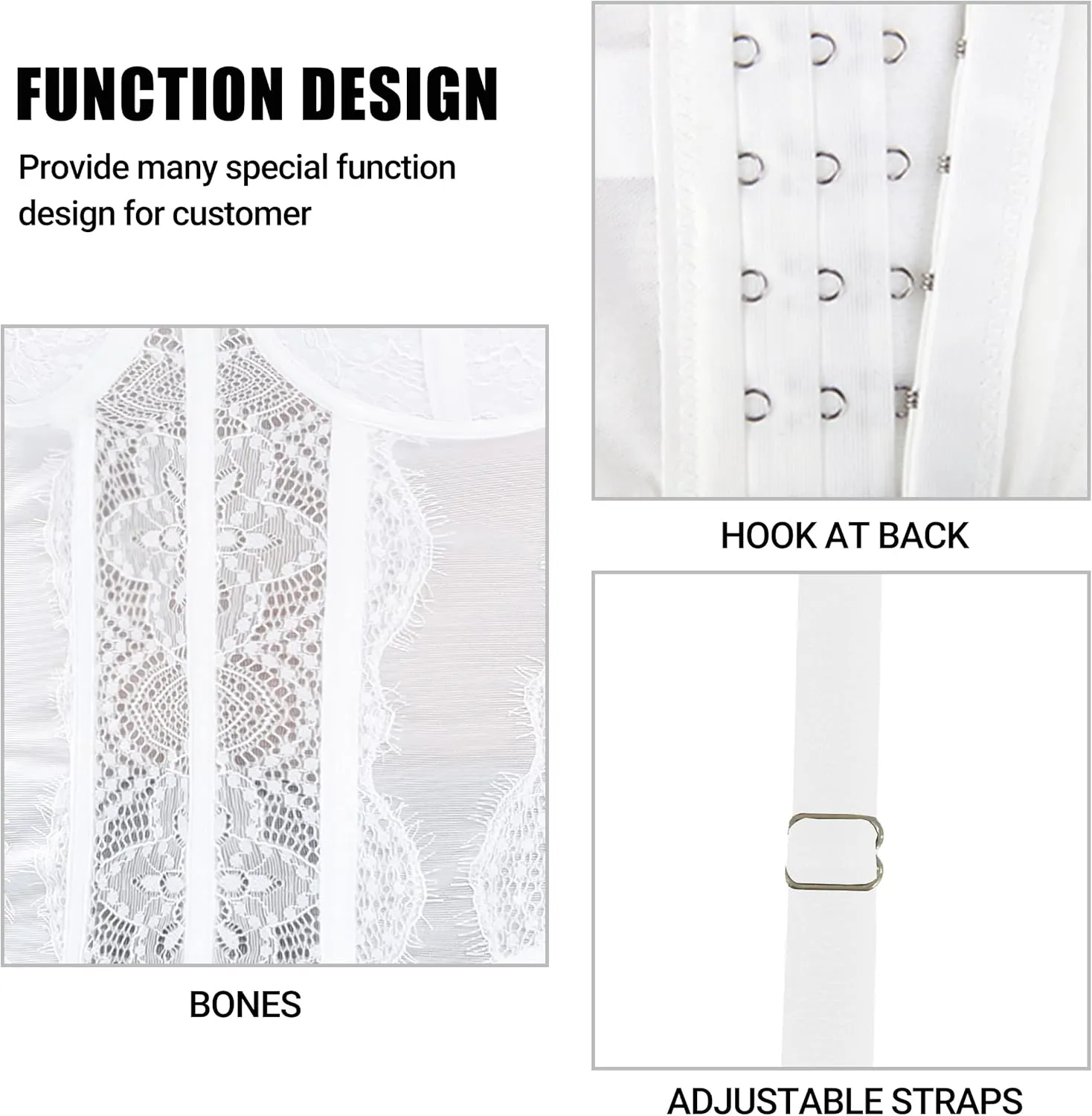 Lace Bustier Corset Tops for Women - Sexy Going Out Party Club Top with Buckle