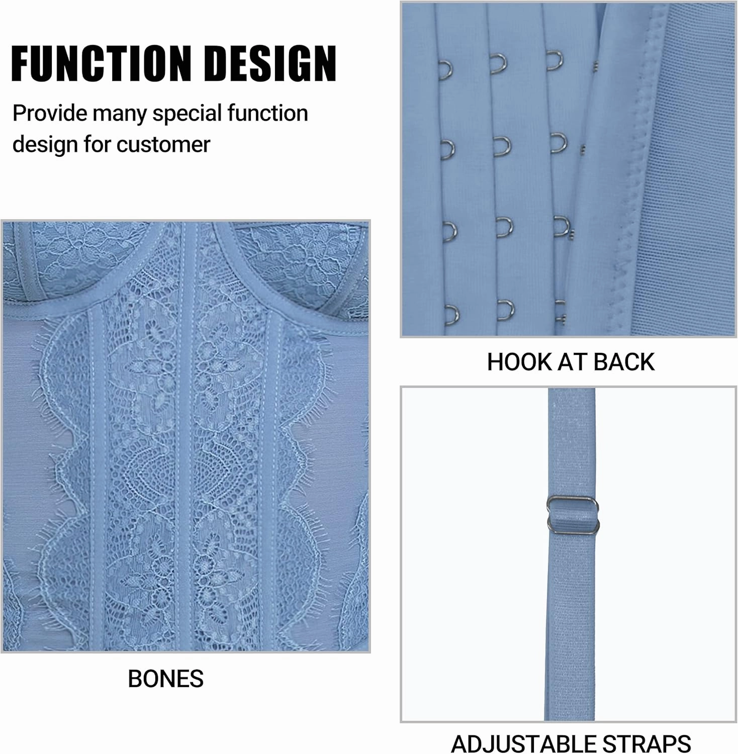 Lace Bustier Corset Tops for Women - Sexy Going Out Party Club Top with Buckle