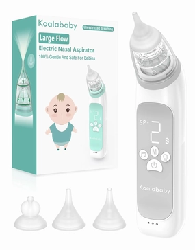 Large Flow Electric Nasal Aspirator, Nose Sucker for Baby, Nose Cleaner for Toddlers with 3 Suction Levels, Soothing Music and Light