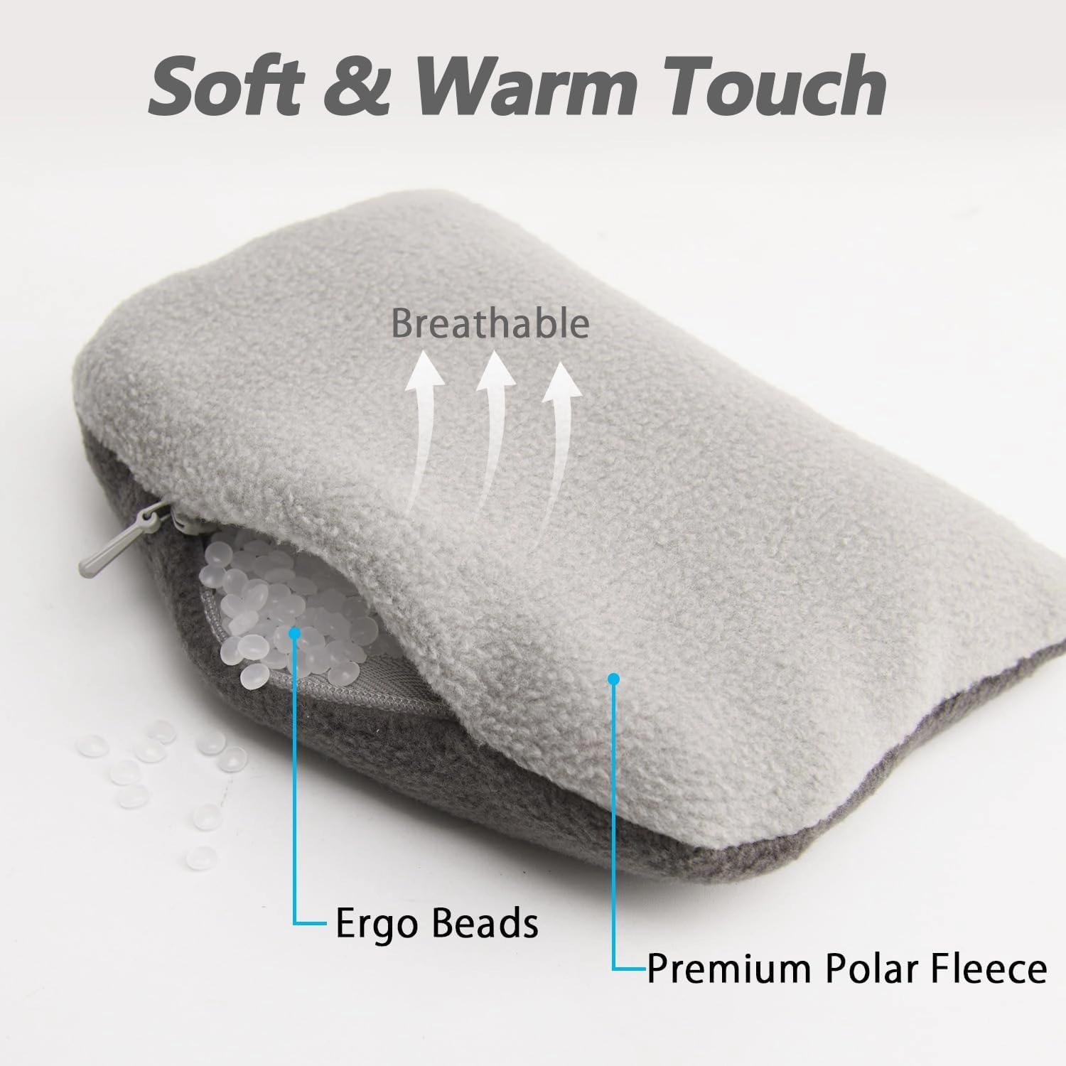 Large Mouse Wrist Rest Bean Bag, Ergonomic Mouse Support Pad Filled Ergo Beads for Computer, Laptop, PC Gaming (Gray)