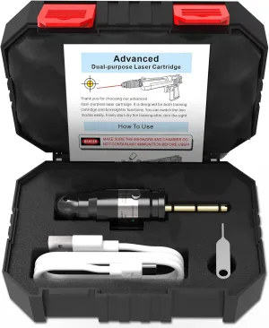 Laser Training Cartridge & Boresighter Dual Function for Cal 9MM/22LR/17HMR to Dry Fire Practice and Bore Sighting