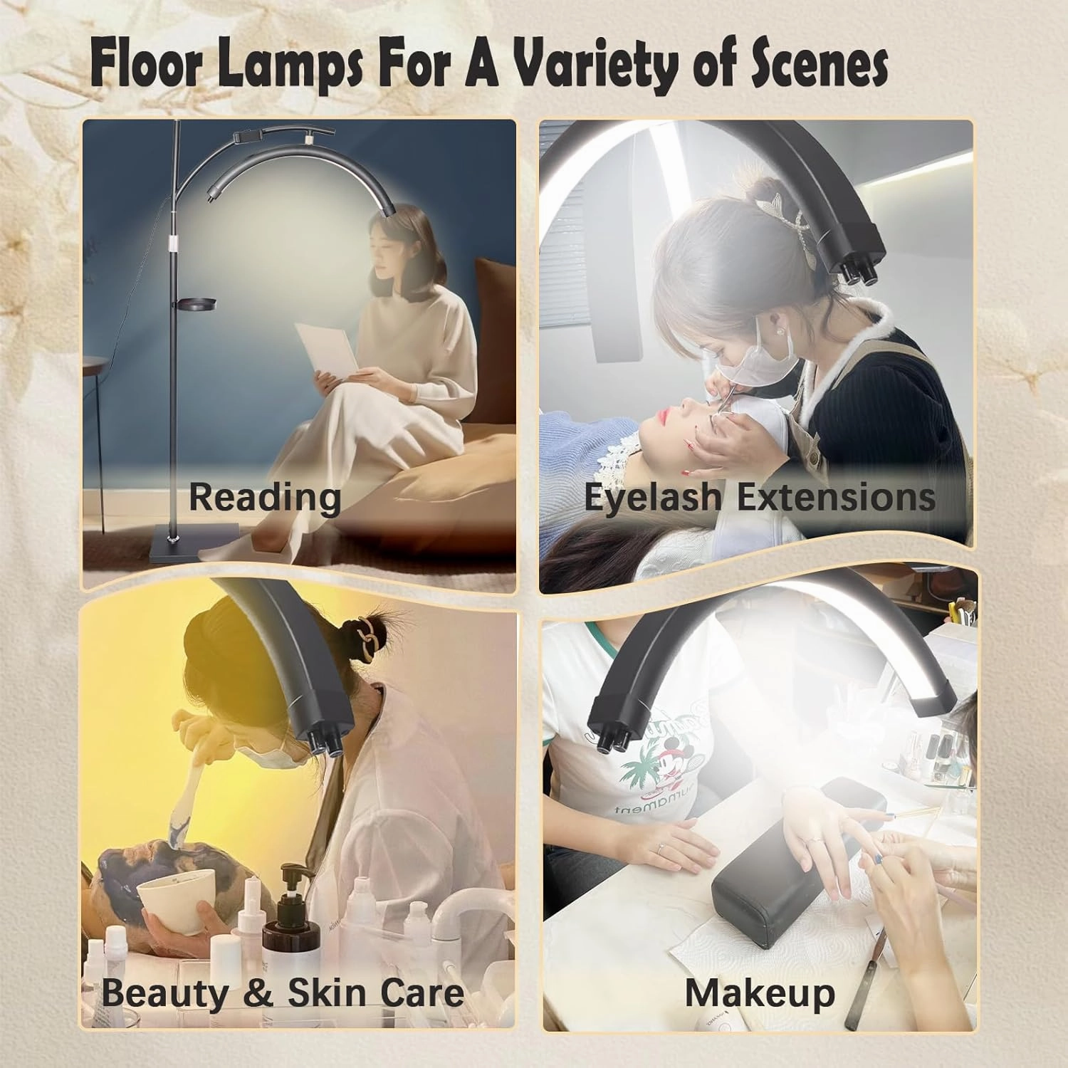 Lash Light - Lash Lamp for Eyelash Extensions - Adjustable LED Floor Eyelash Light - Black