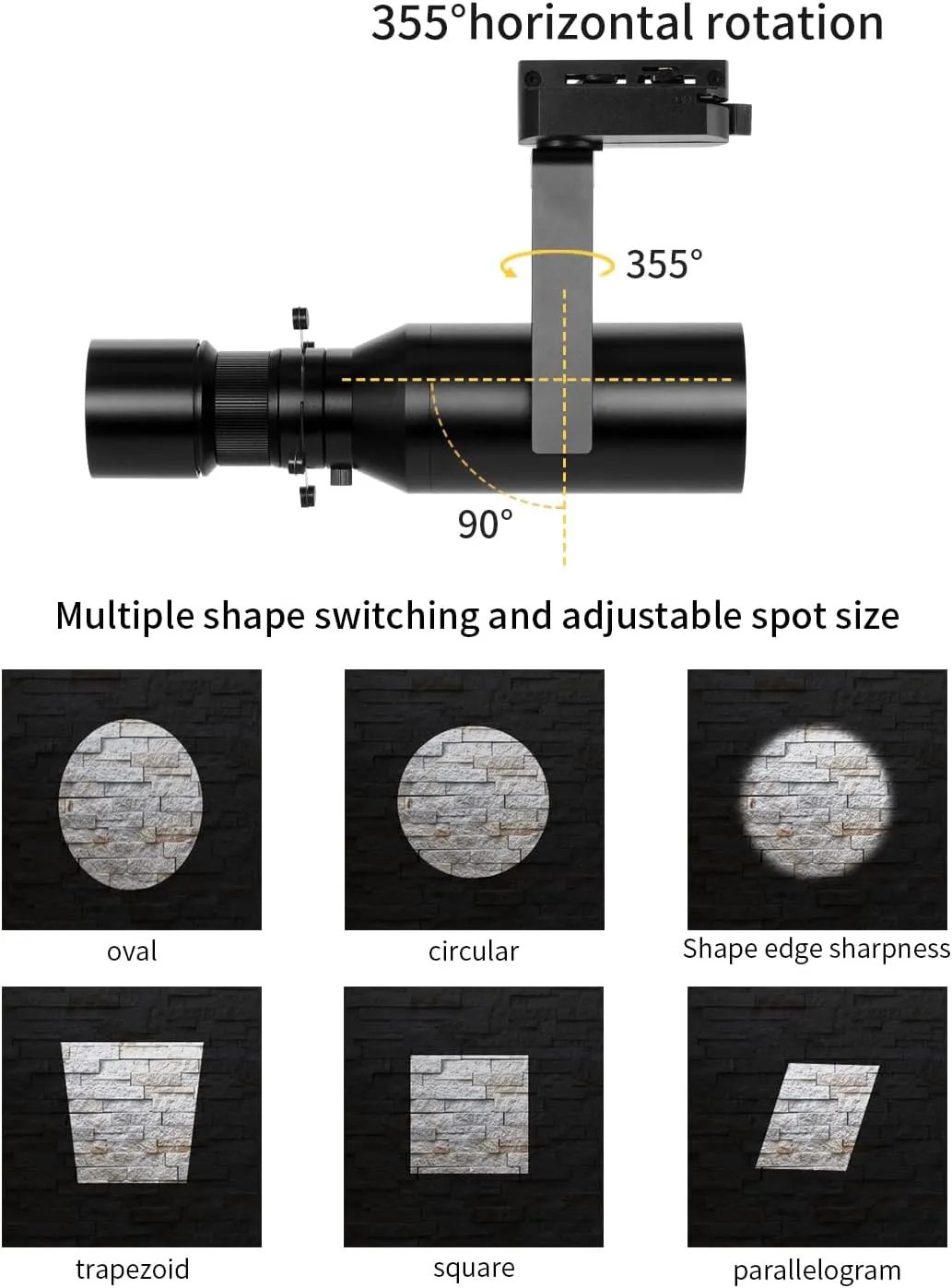 LED Dimmable Ceiling Spotlight, 18W Adjustable Aperture Shape Light, Ceiling Mounted Directional Spot Light for Museum Art Gallery Exhibition Art 2700K