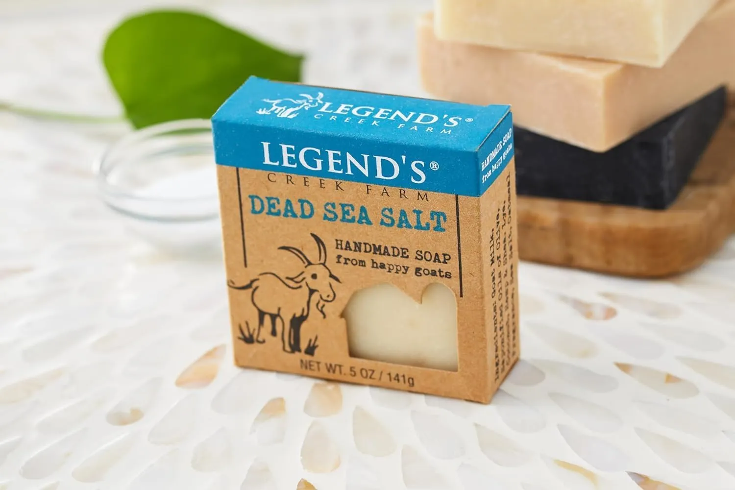 Legend's Creek Farm Goat Milk Soap - Cleansing Moisturizing Soap Bar for Hands and Body - 5 Oz Creamy Lather, Nourishing, Gentle Natural Soap for Sensitive Skin (Dead Sea Salt, Pack of 5)