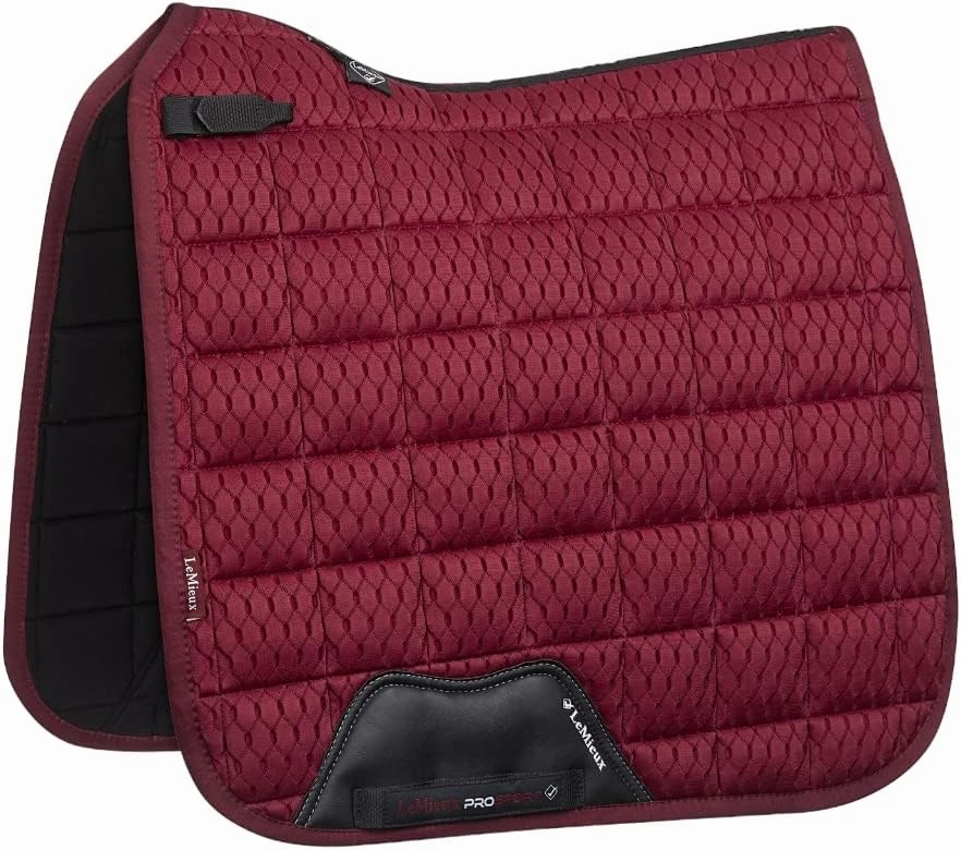LeMieux Dressage Carbon Mesh Square Saddle Pad - English Saddle Pads for Horses - Equestrian Riding Equipment and Accessories (Mulberry - Large)