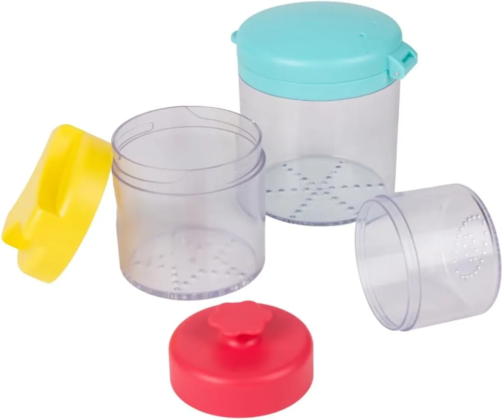 Leticia's Corner Montessori Grip Canister Toy Set for Infants, Toddlers and Preschoolers, Fine Motor Skills and Stacking Activity