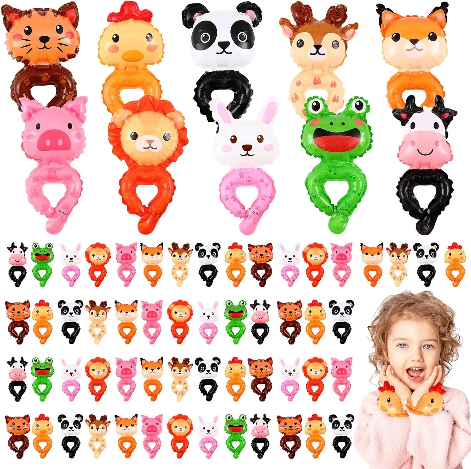 Libima Inflatable Animal Toys Cartoon Wrist Balloons Hand Wearing Balloons Safari Farm Animals Toys Jungle Theme Birthday Party Supplies Animal Theme Birthday Party Favors Decorations (200)