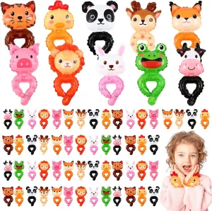 Libima Inflatable Animal Toys Cartoon Wrist Balloons Hand Wearing Balloons Safari Farm Animals Toys Jungle Theme Birthday Party Supplies Animal Theme Birthday Party Favors Decorations (200)