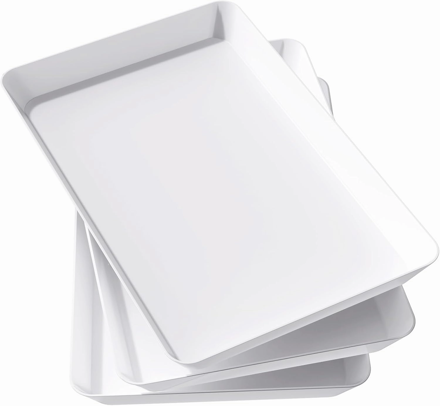 Lifewit Serving Tray Plastic for Party Supplies, 15" x 10" Platters for Serving Food, 3 pcs White Reusable Tray for Veggie, Snack, Fruit, Cookies, Desserts in Kitchen/Pantry Organization