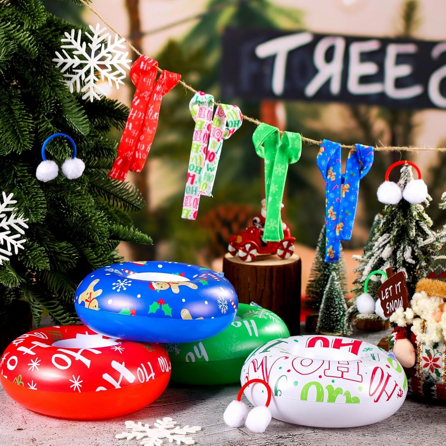 Liitrsh 12 Pcs Christmas Doll Accessories Kits Inflatable Snow Tube Warm Ear Cozy Muffs Scarf for Doll(Cute)