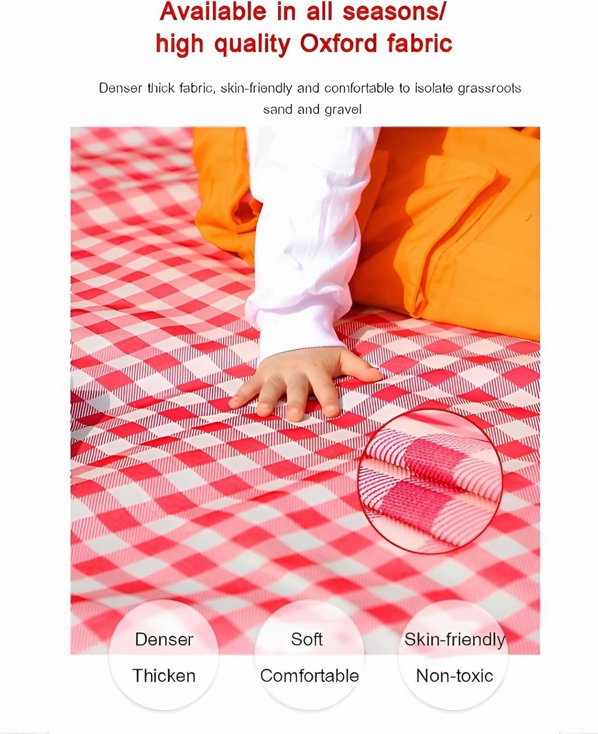 lilaBelle]【Portable Waterproof Picnic Mat 600D Oxford Camping Blanket with -Proof Layer, Thickened Outdoor Ground Cover for Hiking, Beach, Family Park Use, Fits 1-8 Adults (800g Lightweight)