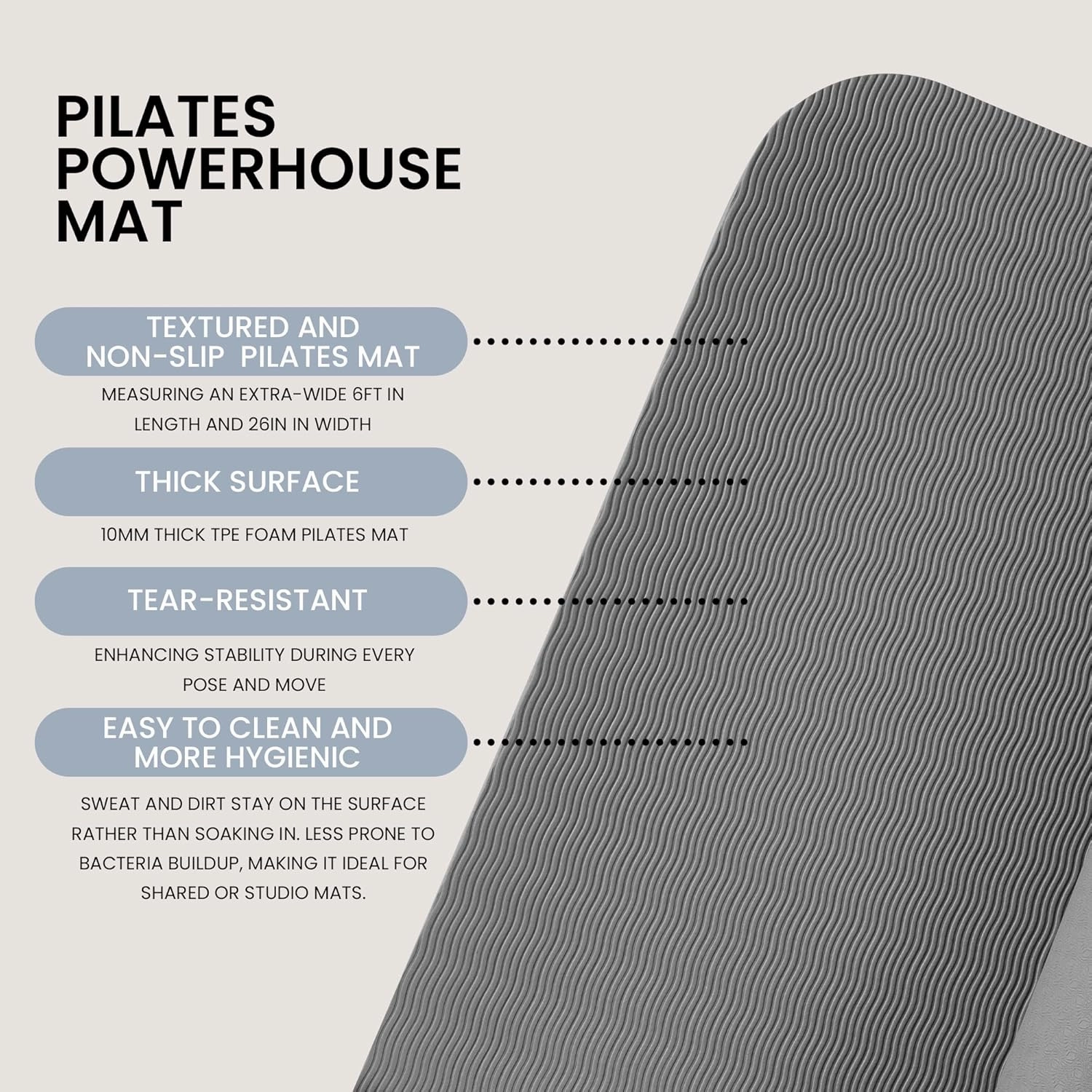 Lindywell Pilates Yoga Workout Mat Non Slip 6mm, 8mm, 10mm Thick - 6ft x 26in - Workout Exercise Mat, Superior Joint & Spine Support - Portable with Straps - Perfect for Yoga, Stretching, & Pilates