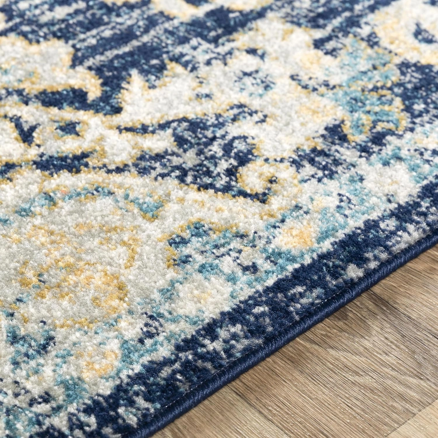 Livabliss Odelia Vintage Bohemian Area Rug,6'7" x 9',Navy/Sky Blue